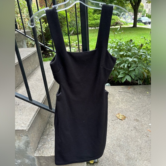 Mustard Seed (Aritzia) Mini black shimmery dress with slits are the side. - Picture 2 of 3